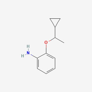 molecular formula C11H15NO B15269228 2-(1-Cyclopropyl-ethoxy)-phenylamine 