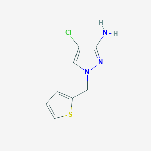 molecular formula C8H8ClN3S B15269288 4-Chloro-1-[(thiophen-2-yl)methyl]-1H-pyrazol-3-amine 