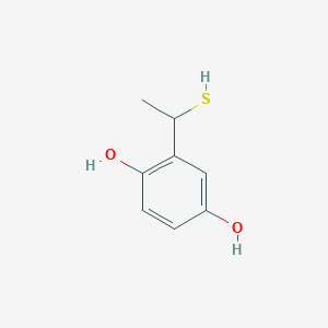 molecular formula C8H10O2S B15269344 2-(1-Sulfanylethyl)benzene-1,4-diol 