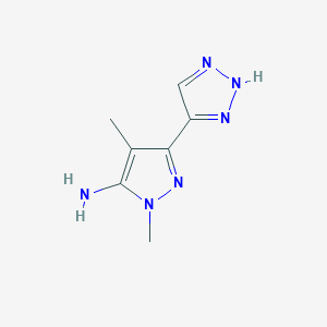 molecular formula C7H10N6 B15269382 1,4-Dimethyl-3-(1H-1,2,3-triazol-4-YL)-1H-pyrazol-5-amine 