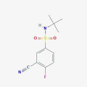 molecular formula C11H13FN2O2S B1526939 N-tert-butyl-3-cyano-4-fluorobenzene-1-sulfonamide CAS No. 1275247-89-6