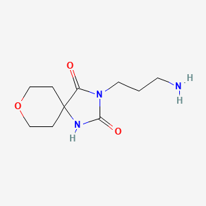 molecular formula C10H17N3O3 B15269408 3-(3-Aminopropyl)-8-oxa-1,3-diazaspiro[4.5]decane-2,4-dione 