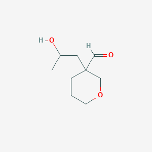 molecular formula C9H16O3 B15269468 3-(2-Hydroxypropyl)oxane-3-carbaldehyde 