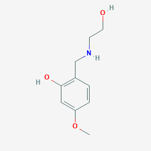 molecular formula C10H15NO3 B15269513 2-{[(2-Hydroxyethyl)amino]methyl}-5-methoxyphenol 