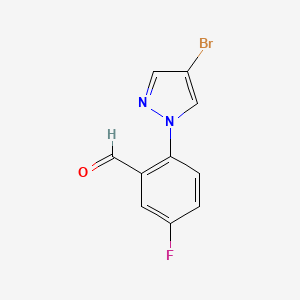 molecular formula C10H6BrFN2O B15269515 2-(4-Bromo-1H-pyrazol-1-YL)-5-fluorobenzaldehyde 