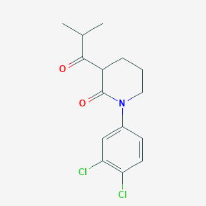 molecular formula C15H17Cl2NO2 B15269522 1-(3,4-Dichlorophenyl)-3-(2-methylpropanoyl)piperidin-2-one 