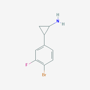molecular formula C9H9BrFN B15269544 2-(4-Bromo-3-fluorophenyl)cyclopropan-1-amine 