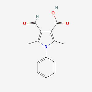 molecular formula C14H13NO3 B15269563 4-formyl-2,5-dimethyl-1-phenyl-1H-pyrrole-3-carboxylic acid 