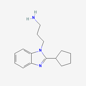 molecular formula C15H21N3 B15269579 [3-(2-Cyclopentyl-1H-benzimidazol-1-YL)propyl]amine 