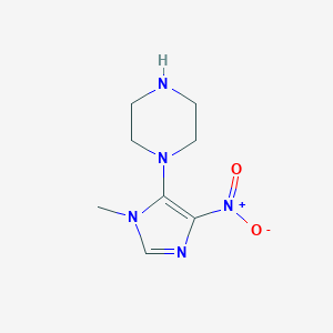 molecular formula C8H13N5O2 B15269636 1-(1-methyl-4-nitro-1H-imidazol-5-yl)piperazine 