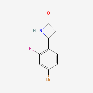 molecular formula C9H7BrFNO B15269658 4-(4-Bromo-2-fluorophenyl)azetidin-2-one 