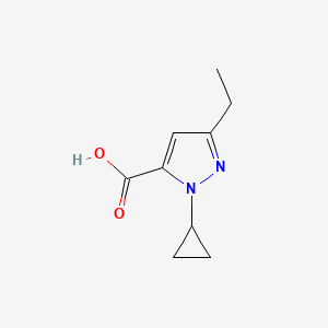 molecular formula C9H12N2O2 B15269734 1-Cyclopropyl-3-ethyl-1H-pyrazole-5-carboxylic acid 