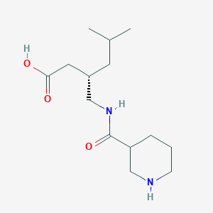 molecular formula C14H26N2O3 B15269768 (3S)-5-Methyl-3-{[(piperidin-3-yl)formamido]methyl}hexanoic acid 