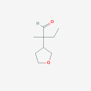 molecular formula C9H16O2 B15269779 2-Methyl-2-(oxolan-3-yl)butanal 