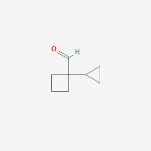 molecular formula C8H12O B15269855 1-Cyclopropylcyclobutane-1-carbaldehyde 