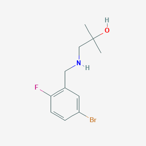 molecular formula C11H15BrFNO B15269887 1-{[(5-Bromo-2-fluorophenyl)methyl]amino}-2-methylpropan-2-ol 