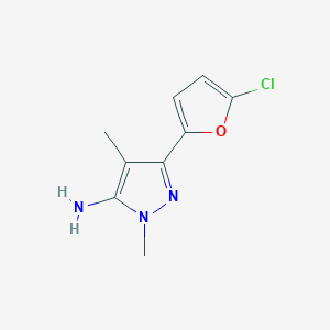 molecular formula C9H10ClN3O B15269904 3-(5-Chlorofuran-2-yl)-1,4-dimethyl-1H-pyrazol-5-amine 