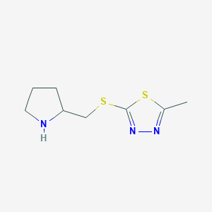 molecular formula C8H13N3S2 B15269935 2-Methyl-5-[(pyrrolidin-2-ylmethyl)sulfanyl]-1,3,4-thiadiazole 