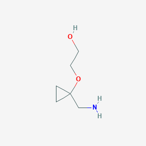 molecular formula C6H13NO2 B15269972 2-[1-(Aminomethyl)cyclopropoxy]ethan-1-ol 