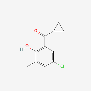 molecular formula C11H11ClO2 B15270184 4-Chloro-2-cyclopropanecarbonyl-6-methylphenol 