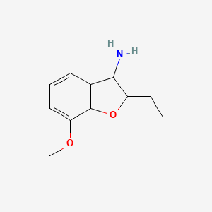 molecular formula C11H15NO2 B15270213 2-Ethyl-7-methoxy-2,3-dihydro-1-benzofuran-3-amine 