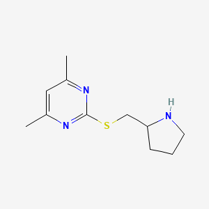 molecular formula C11H17N3S B15270263 4,6-Dimethyl-2-[(pyrrolidin-2-ylmethyl)sulfanyl]pyrimidine 