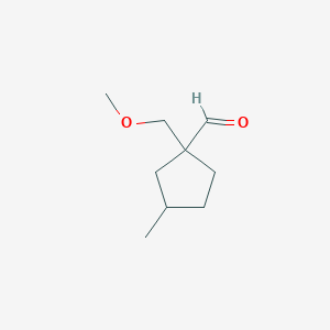 molecular formula C9H16O2 B15270274 1-(Methoxymethyl)-3-methylcyclopentane-1-carbaldehyde 