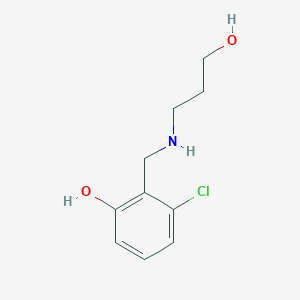 molecular formula C10H14ClNO2 B15270351 3-Chloro-2-{[(3-hydroxypropyl)amino]methyl}phenol 