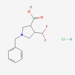 molecular formula C13H16ClF2NO2 B15270410 1-Benzyl-4-(difluoromethyl)pyrrolidine-3-carboxylic acid hydrochloride 