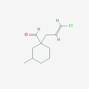 molecular formula C11H17ClO B15270461 1-(3-Chloroprop-2-en-1-yl)-3-methylcyclohexane-1-carbaldehyde 