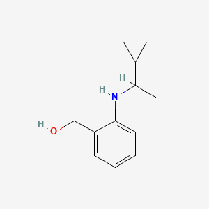 molecular formula C12H17NO B15270547 {2-[(1-Cyclopropylethyl)amino]phenyl}methanol 
