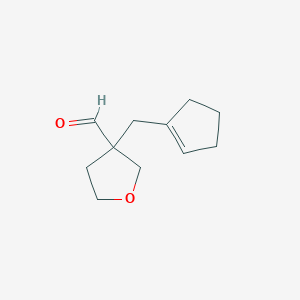 molecular formula C11H16O2 B15270591 3-(Cyclopent-1-en-1-ylmethyl)oxolane-3-carbaldehyde 