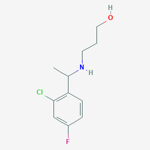 molecular formula C11H15ClFNO B15270645 3-{[1-(2-Chloro-4-fluorophenyl)ethyl]amino}propan-1-ol 