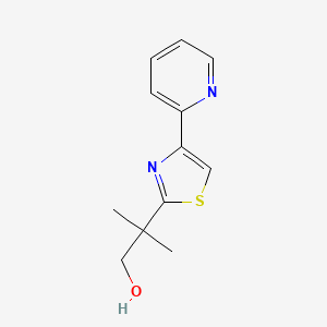 molecular formula C12H14N2OS B15270718 2-Methyl-2-[4-(pyridin-2-yl)-1,3-thiazol-2-yl]propan-1-ol 