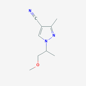molecular formula C9H13N3O B15270757 1-(1-Methoxypropan-2-yl)-3-methyl-1H-pyrazole-4-carbonitrile 