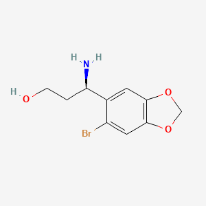 molecular formula C10H12BrNO3 B15270764 (3R)-3-Amino-3-(6-bromo(2H-benzo[3,4-D]1,3-dioxolen-5-YL))propan-1-OL 