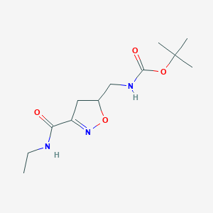 molecular formula C12H21N3O4 B15270787 tert-Butyl N-{[3-(ethylcarbamoyl)-4,5-dihydro-1,2-oxazol-5-yl]methyl}carbamate 