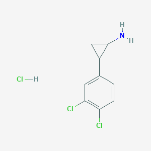molecular formula C9H10Cl3N B15270810 2-(3,4-Dichlorophenyl)cyclopropan-1-amine hydrochloride 