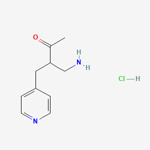 molecular formula C10H15ClN2O B15270913 4-Amino-3-(pyridin-4-ylmethyl)butan-2-onehydrochloride 