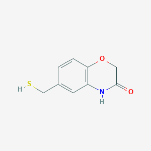 molecular formula C9H9NO2S B15270933 6-(Sulfanylmethyl)-3,4-dihydro-2H-1,4-benzoxazin-3-one 