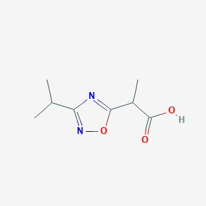 molecular formula C8H12N2O3 B15270941 2-(3-Isopropyl-[1,2,4]oxadiazol-5-YL)-propionicacid 