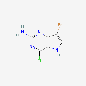 molecular formula C6H4BrClN4 B1527097 7-Bromo-4-chloro-5H-pyrrolo[3,2-d]pyrimidin-2-amine CAS No. 1311275-31-6