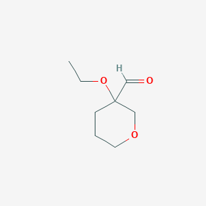 molecular formula C8H14O3 B15270993 3-Ethoxyoxane-3-carbaldehyde 