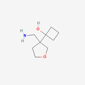 molecular formula C9H17NO2 B15271009 1-[3-(Aminomethyl)oxolan-3-YL]cyclobutan-1-OL 