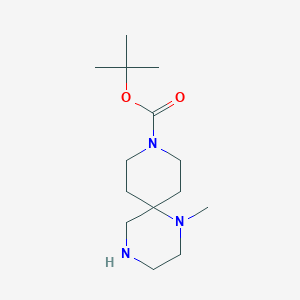 molecular formula C14H27N3O2 B1527112 Tert-butyl 1-methyl-1,4,9-triazaspiro[5.5]undecane-9-carboxylate CAS No. 1308384-37-3
