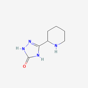 molecular formula C7H12N4O B15271229 3-(piperidin-2-yl)-4,5-dihydro-1H-1,2,4-triazol-5-one 