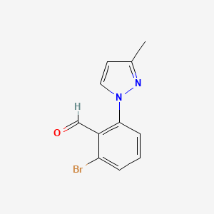 molecular formula C11H9BrN2O B15271399 2-Bromo-6-(3-methyl-1H-pyrazol-1-yl)benzaldehyde 