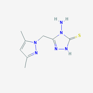 molecular formula C8H12N6S B1527146 4-Amino-5-[(3,5-dimethyl-1H-pyrazol-1-yl)methyl]-4H-1,2,4-triazole-3-thiol CAS No. 1338494-44-2