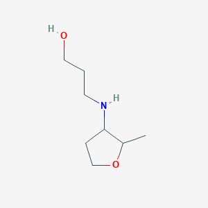 molecular formula C8H17NO2 B15271547 3-[(2-Methyloxolan-3-yl)amino]propan-1-ol 