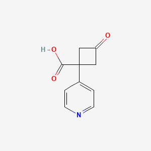 molecular formula C10H9NO3 B15271619 3-Oxo-1-(pyridin-4-yl)cyclobutane-1-carboxylic acid 